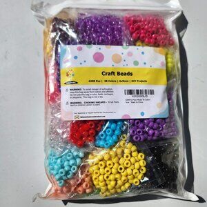 NEW 4200 Pony Beads Kandi 28 Colors Plastic Beads for Craft Bracelets Hair Beads